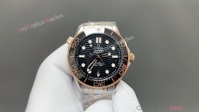 Omega Seamaster 300m 2824 Movement 42mm Black Face TT RG/Rubber Band Watch